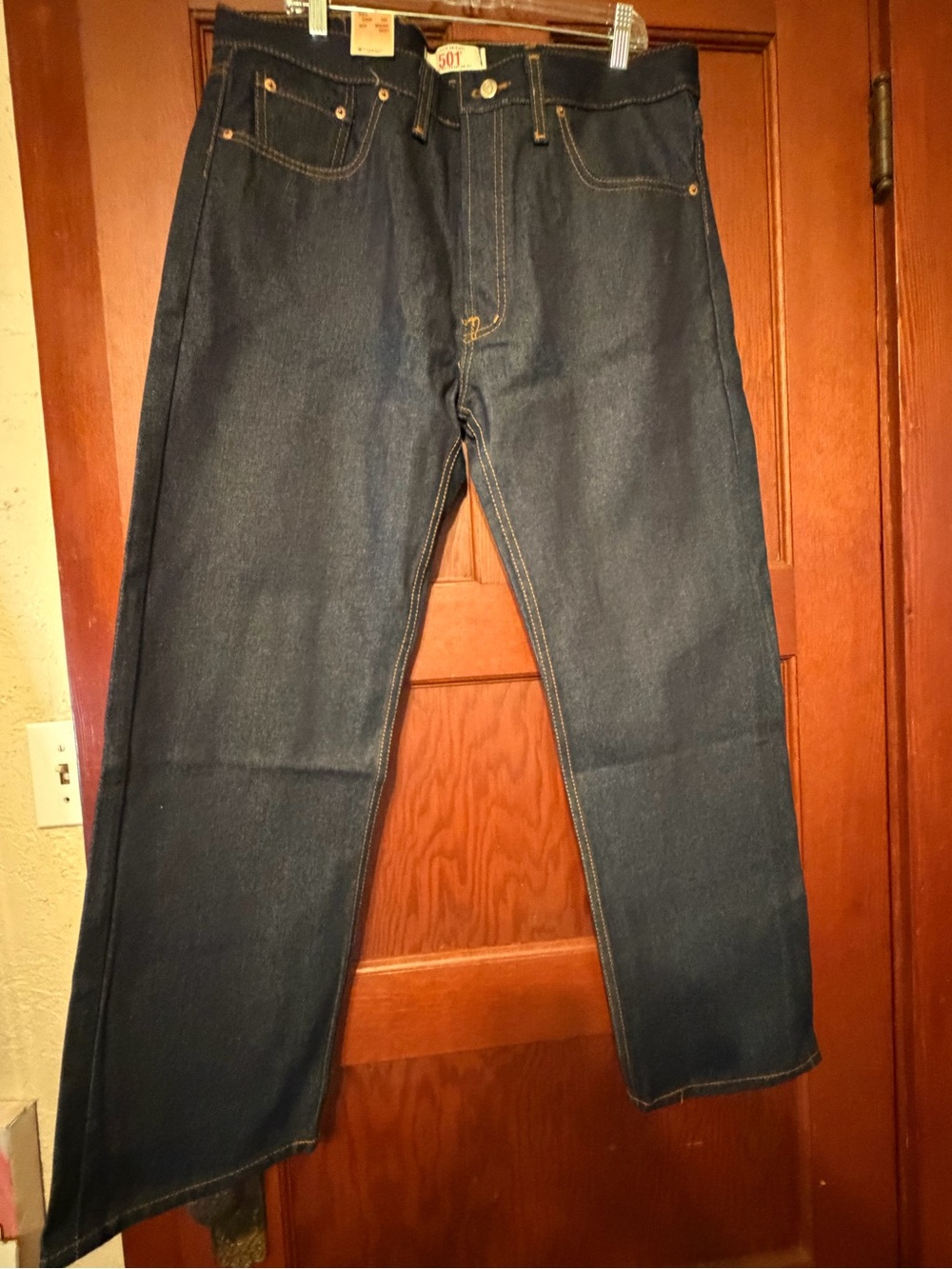 New Levi's 501 button up Straight-Leg Dark Blue Jeans